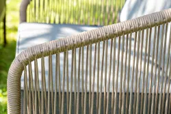 "Канны" лаунж-зона 4-местная из роупа со столом "Верона" (серый гранит), каркас алюминиевый коричневый, роуп коричневый