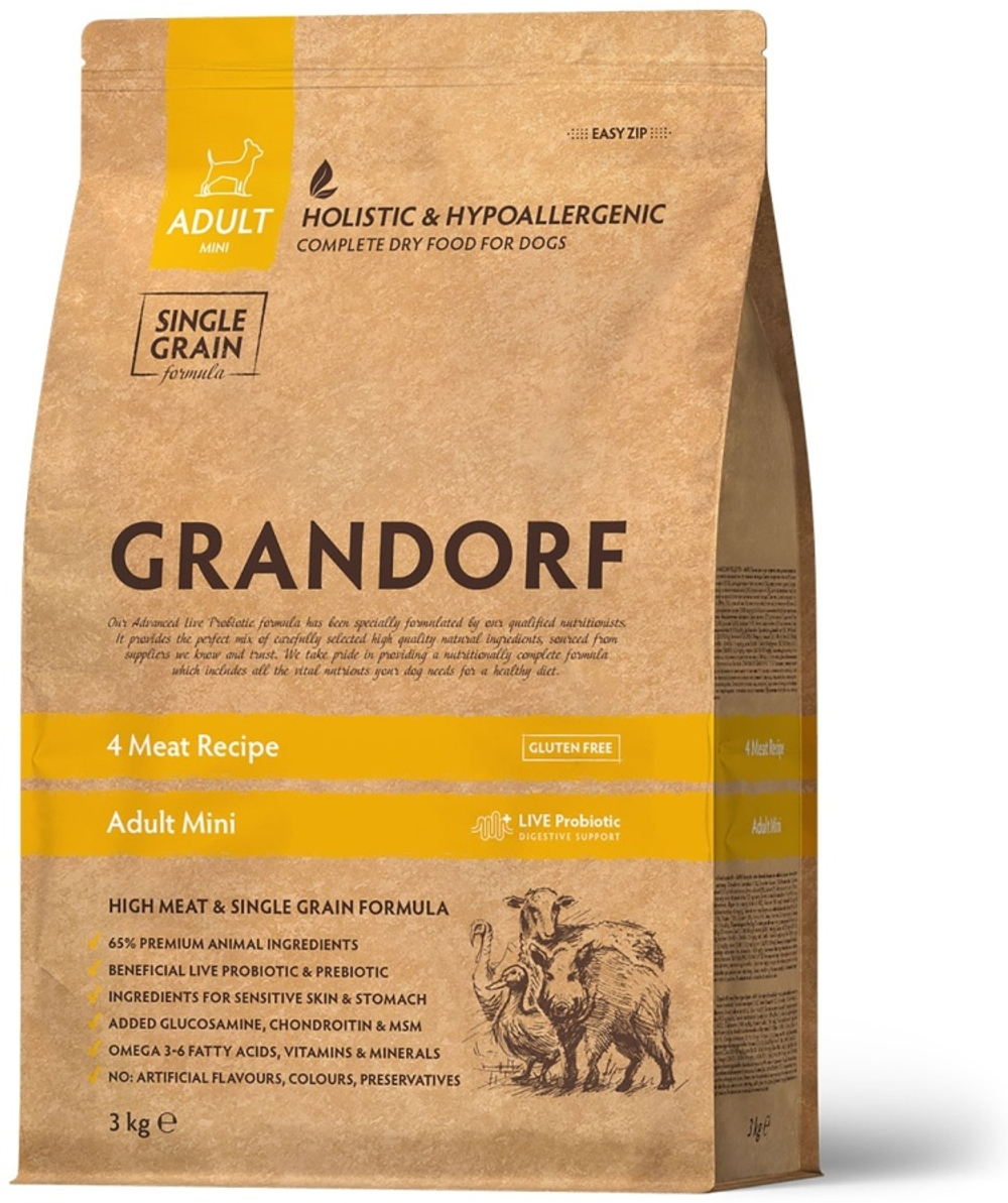 Grandorf Mini 4 Meat Adult - сухой корм для собак мини пород от 1 года (3кг)