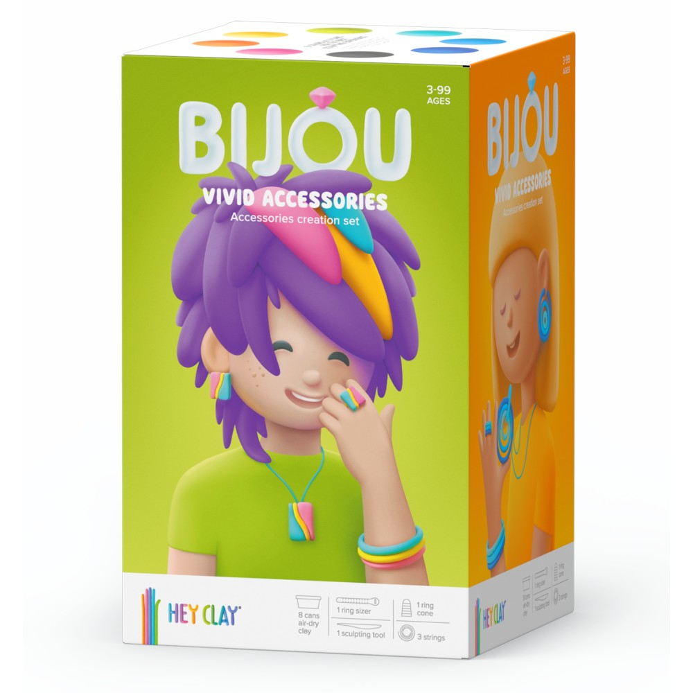HEY CLAY - Пластилиновая масса БИЖУТЕРИЯ BIJOU 8-пак + аксессуары HCL8001