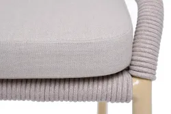 "Милан" стул плетеный из роупа, каркас алюминий (RAL1001), роуп бежевый круглый, ткань бежевая