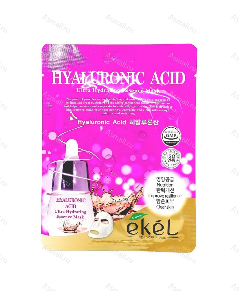 Маска тканевая с гиалуроновой кислотой HYALURONIC ACID Ultra Hydrating Essence Mask, EKEL, Корея, 25 мл.