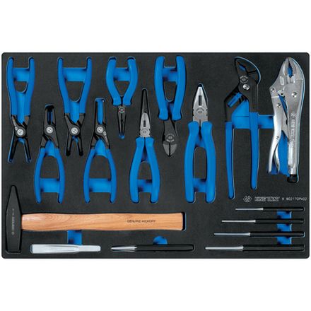 Цена на KING TONY (9-90217GRV02) Набор съемников стопорных колец, молоток, выколотки, ложемент, 17 предметов