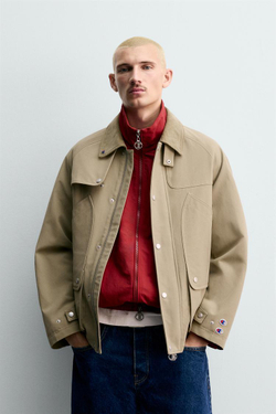 ZARA Х CHAMPION ® КОРОТКИЙ ТРЕНЧ, БЕЖЕВЫЙ