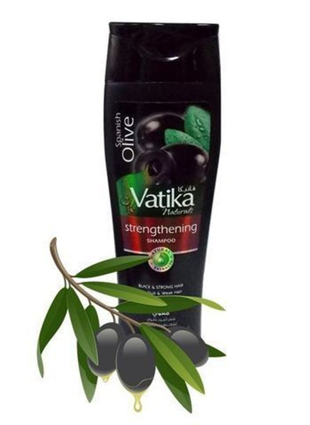 Шампунь Dabur Vatika Strengthening Spanish Olive (Black & Strong hair) Укрепление с испанской оливой (Черные и сильные волосы) 200 мл