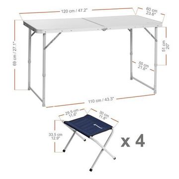 Набор мебели NISUS (АЛЮМИНИЙ), стол + 4 табурета (21407+21124) N-FS-21407+21124A  (пр-во ГК Тонар)