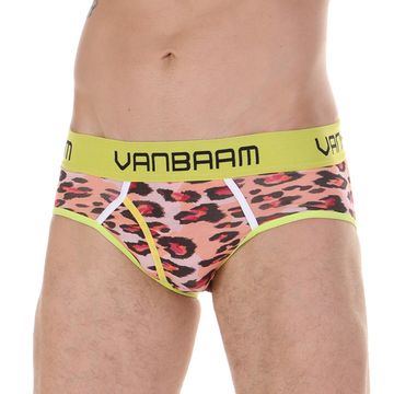 Трусы мужские брифы розовые с леопардовым принтом Van Baam VB45169