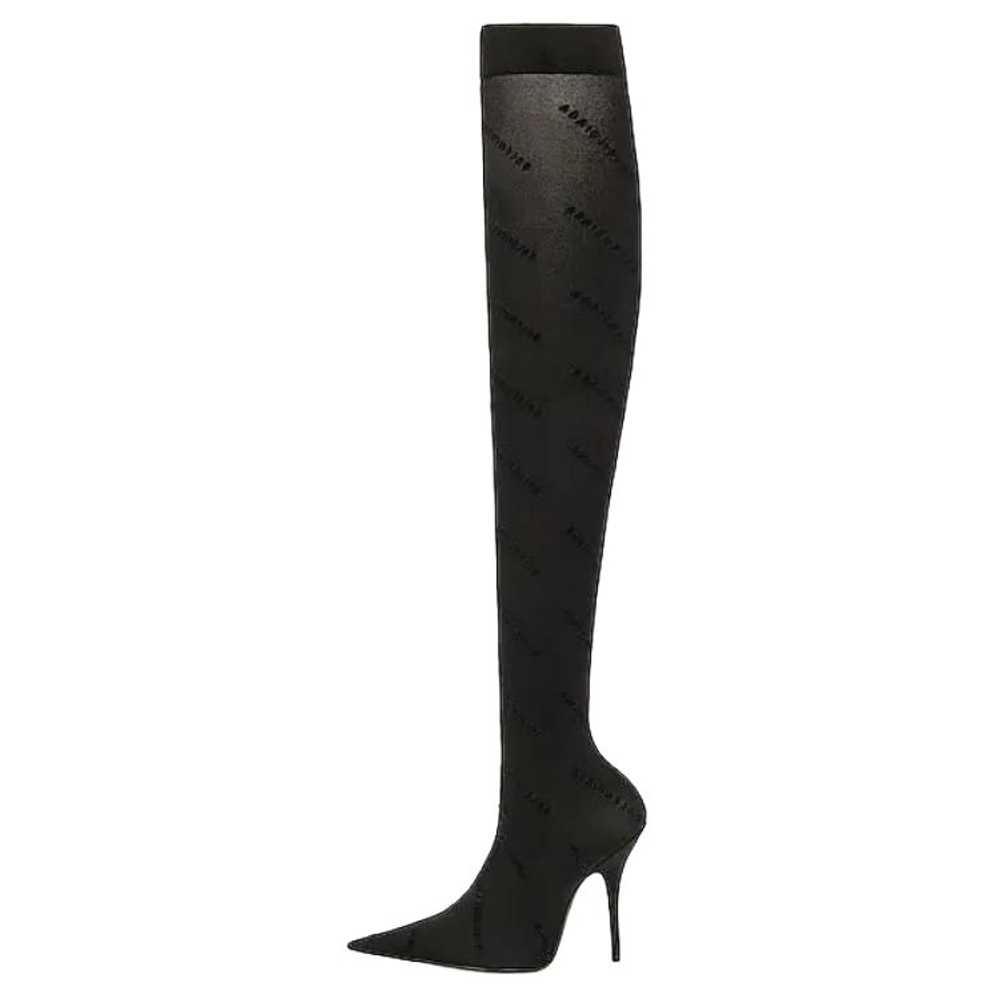 Balenciaga 110mm Flocked-logo Above-knee Boots