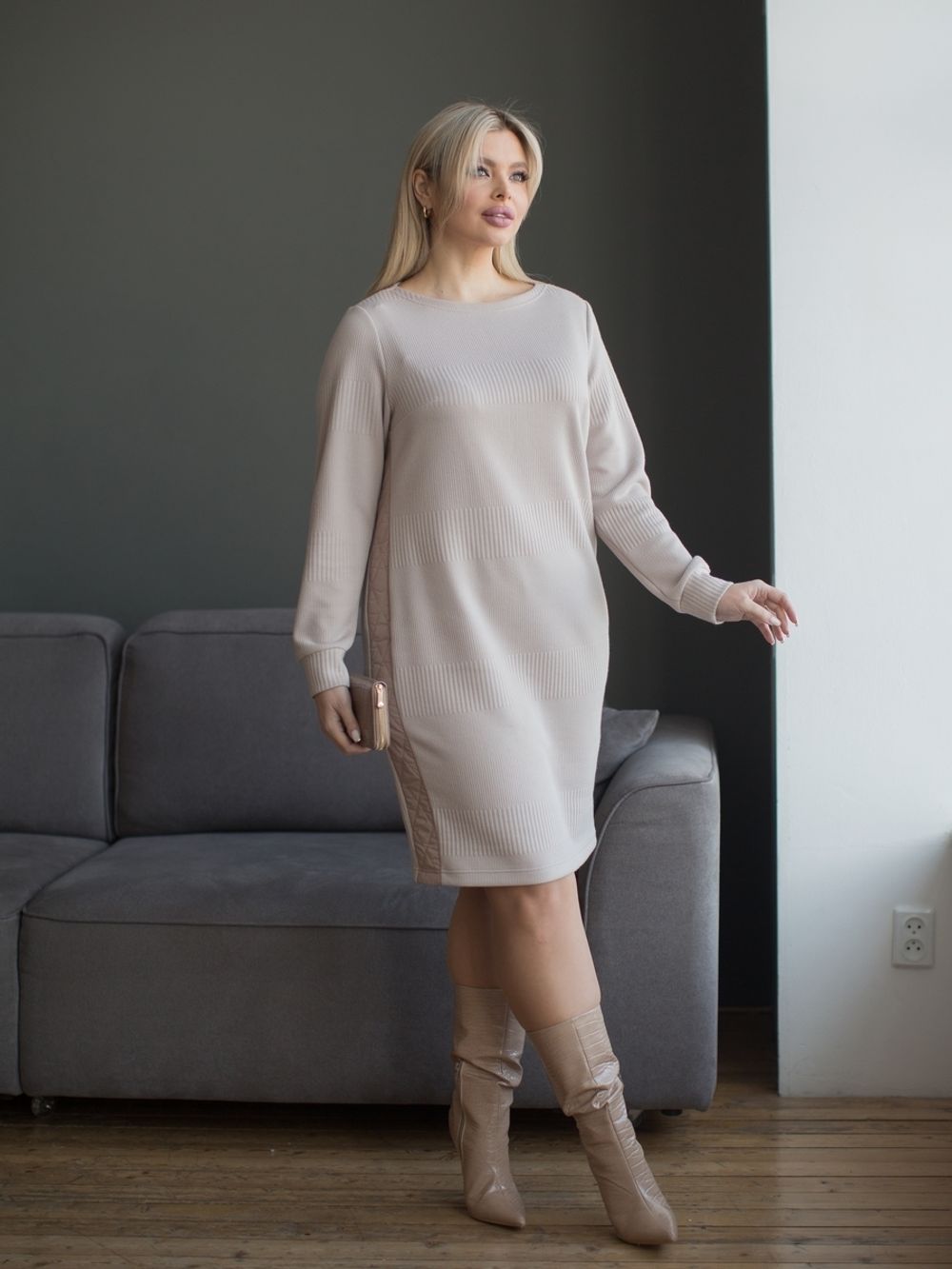 Платье 1386 песочный Novita (Акция)