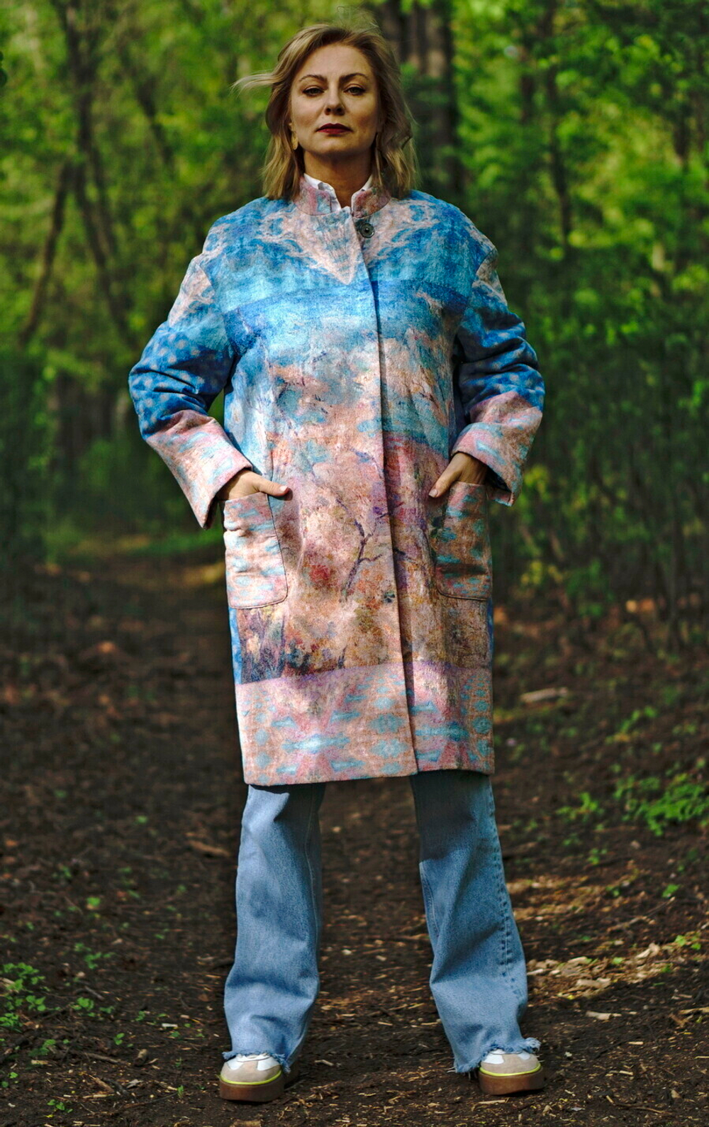 Пальто "Весна", по мотивам пейзажа «Весна в Крыму» русского живописца Роберта Фалька