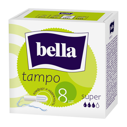 Тампоны женские гигиенические Bella tampo super, 3 капли, 8шт
