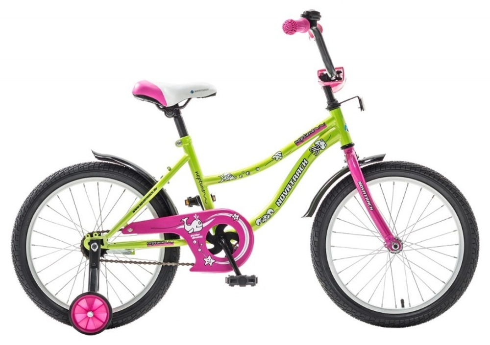 Велосипед NOVATRACK 18", NEPTUNE салатовый, защита А-тип, короткие крылья, нет багажника