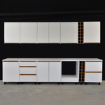 Кухонный модуль напольный 60х60х85, Валенсия, с 3-мя ящиками со столешницей, с дубовыми панелями, на ножках / белый, массив дуба, Dipriz