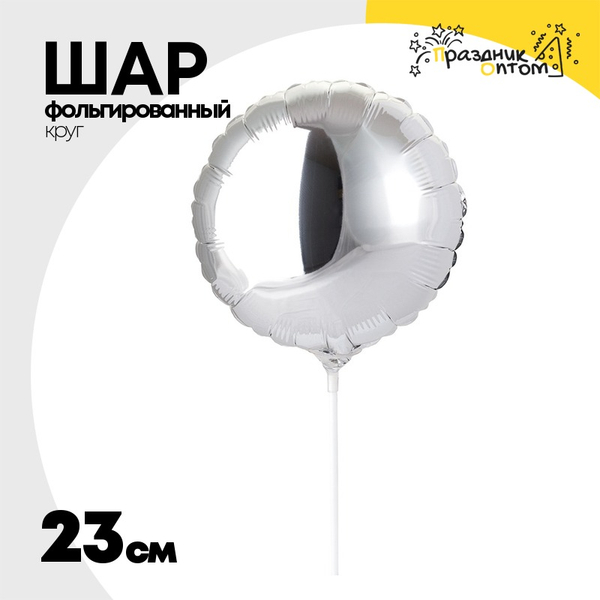
          Шар фольгированный Круг 23 см (Серебряный)