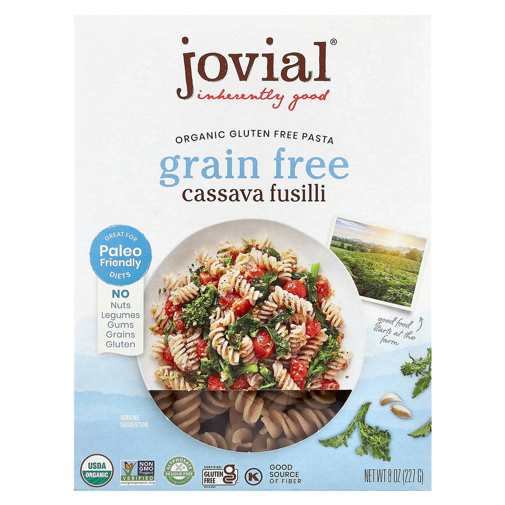 Jovial, органическая беззерновая паста из кассавы, фузилли, 227 г (8 унций)