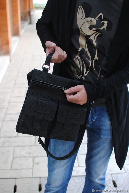 Стильная мужская сумка из кожи питона BG-410