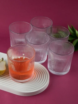 Набор ребристых бокалов для виски, 350 мл. 6 шт. Прозрачные