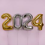 Шар (40''/102 см) Цифра, 2 Slim, Золото, 1 шт.