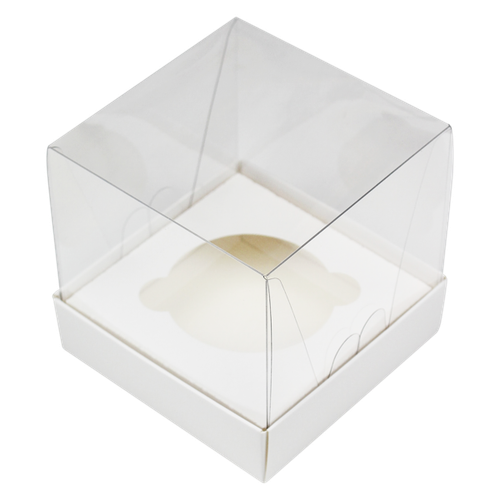 Коробка для 1 капкейка белая прозрачная 100х100х100 мм