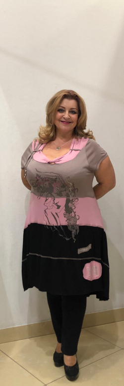 Летняя комбинированная туника-платье с крупным рисунком