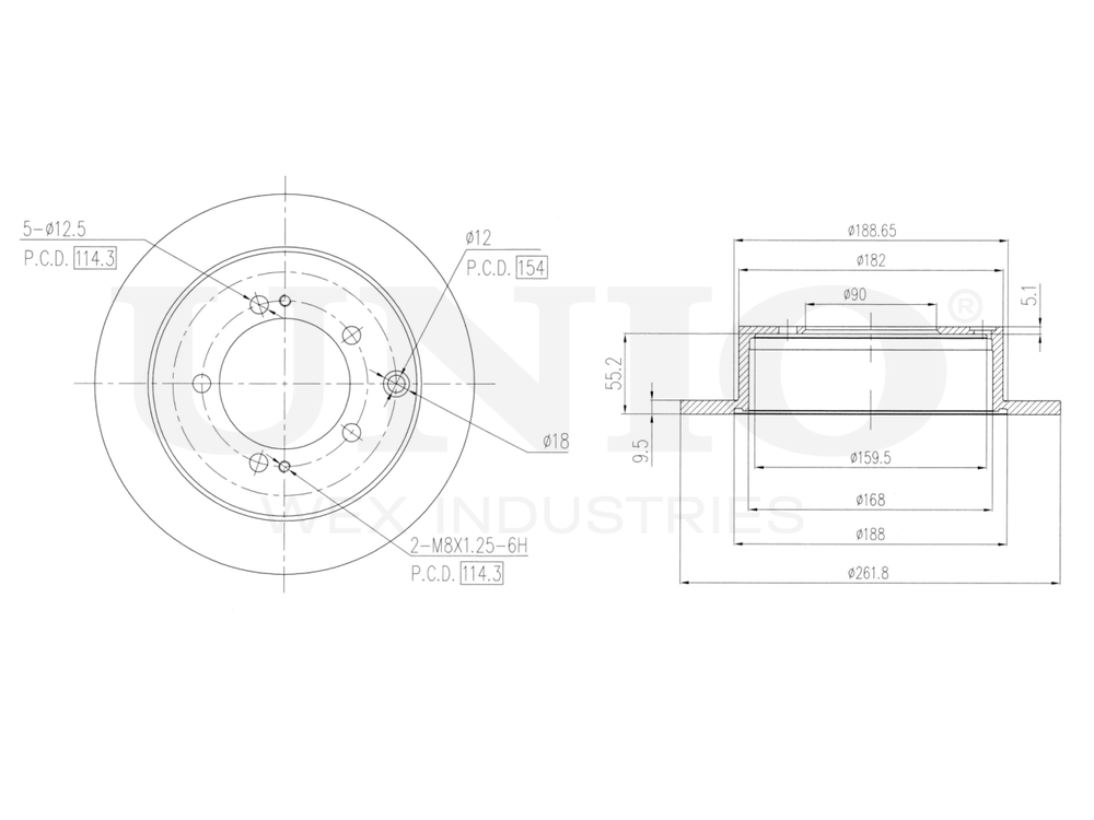 Диск тормозной задний UNIO BRD-20532