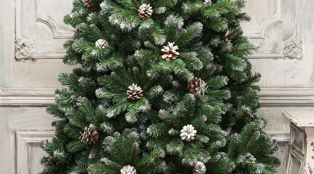 Заснеженная елка с шишками «Снежная королева» (пвх) от 1,2 м до 3,5 м