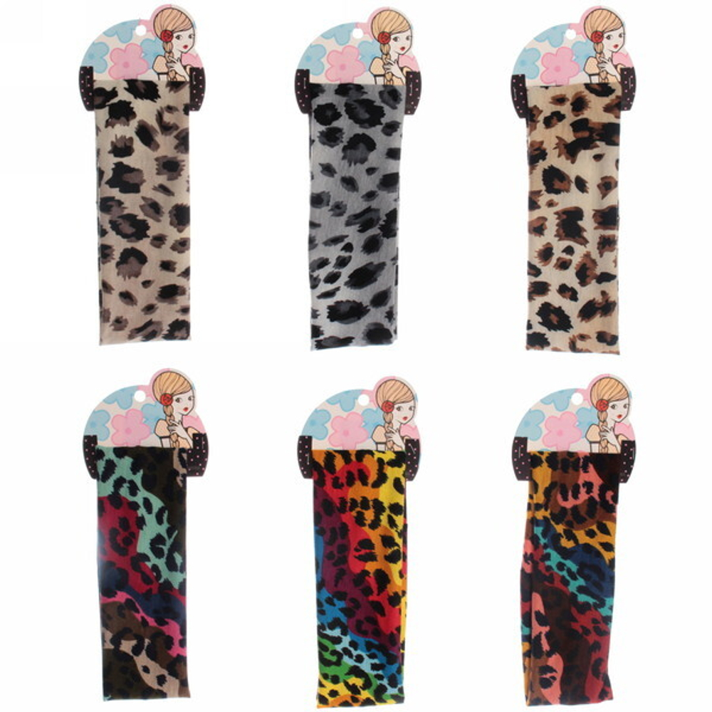 Повязка на голову «Britney Room», принт крупный леопард, микс 6 цветов, 20*7см