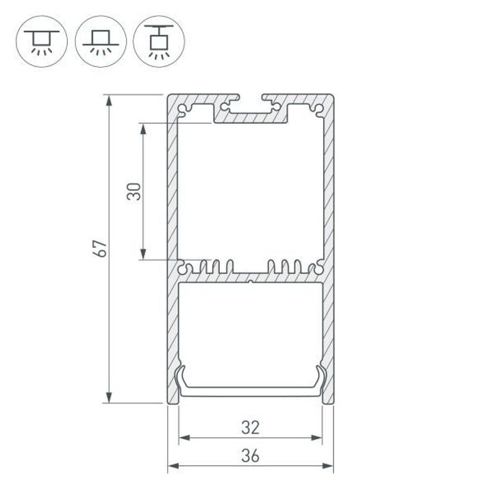 Профиль Arlight SL-Line-3667-3000 Anod 036197