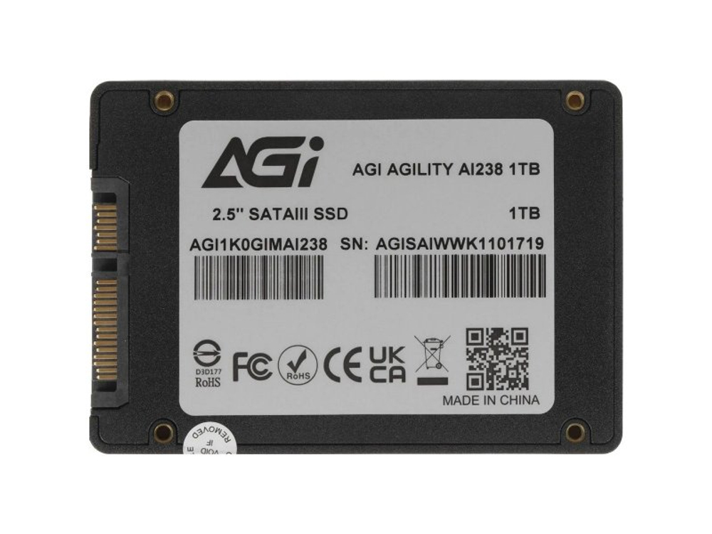 SSD накопитель AGI AI238 1ТБ, 2.5" SATA, SATA III, [AGI1K0GIMAI238-CB]