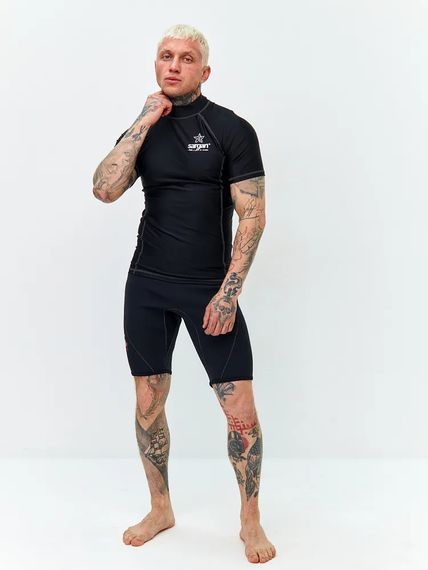 Футболка рашгард лонгслив Sargan Агидель UPF 50+ мужская черно-серая