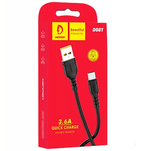 Кабель DENMEN D08T USB-Type-C 3.6A 1м PVC Black