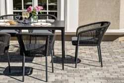 "Малага" обеденная группа на 6 персон со стульями "Марсель", каркас темно-серый, роуп темно-серый