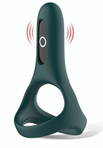 Изумрудное виброкольцо Magic Motion Rise с подхватом мошонки (Цвет: изумрудный)