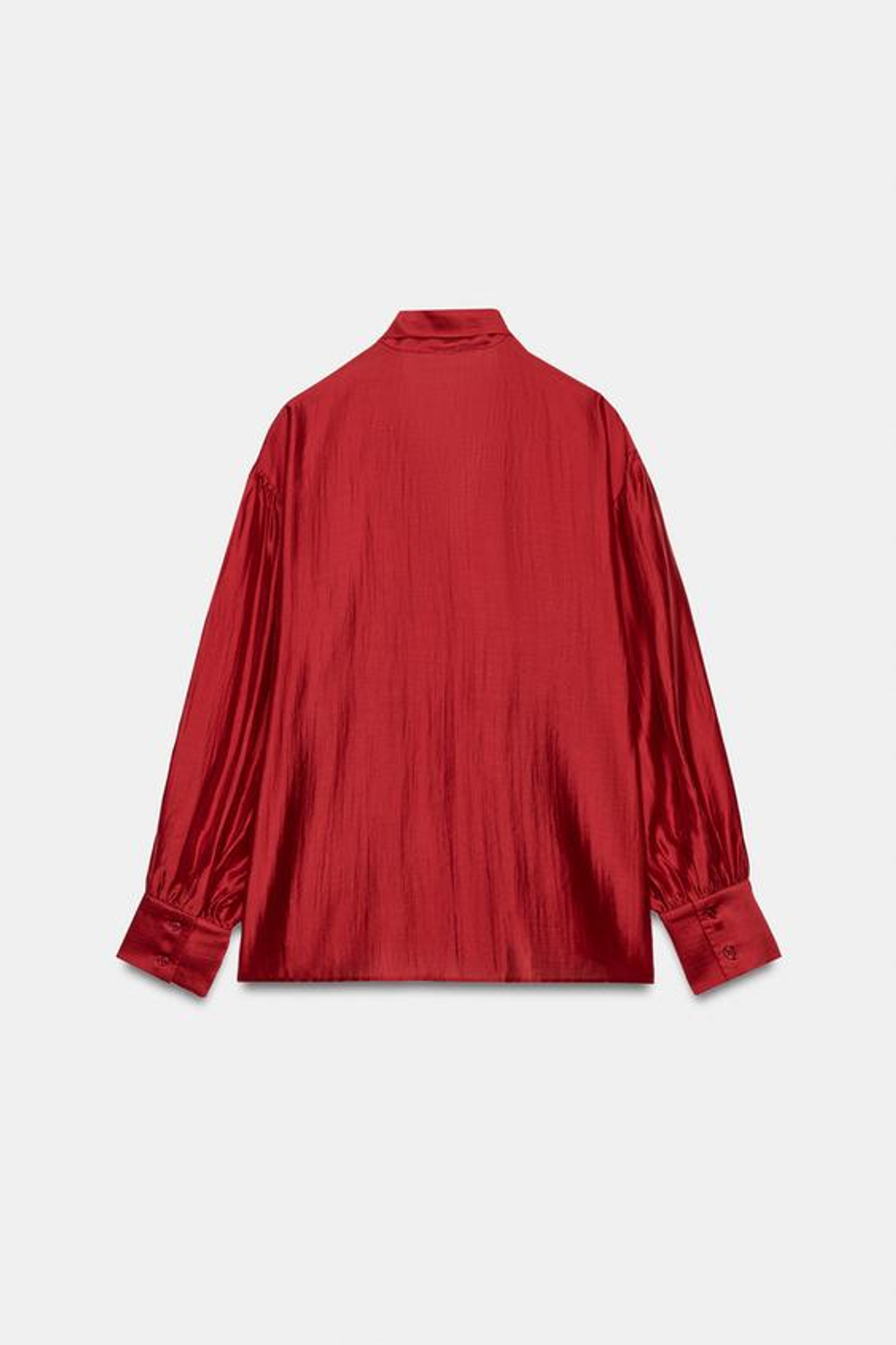 ZARA АТЛАСНАЯ РУБАШКА С ПЛАТКОМ — ZW COLLECTION, КРАСНЫЙ