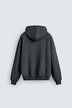 ZARA БАЗОВОЕ ХУДИ С КАПЮШОНОМ, ТЕМНЫЙ АНТРАЦИТ