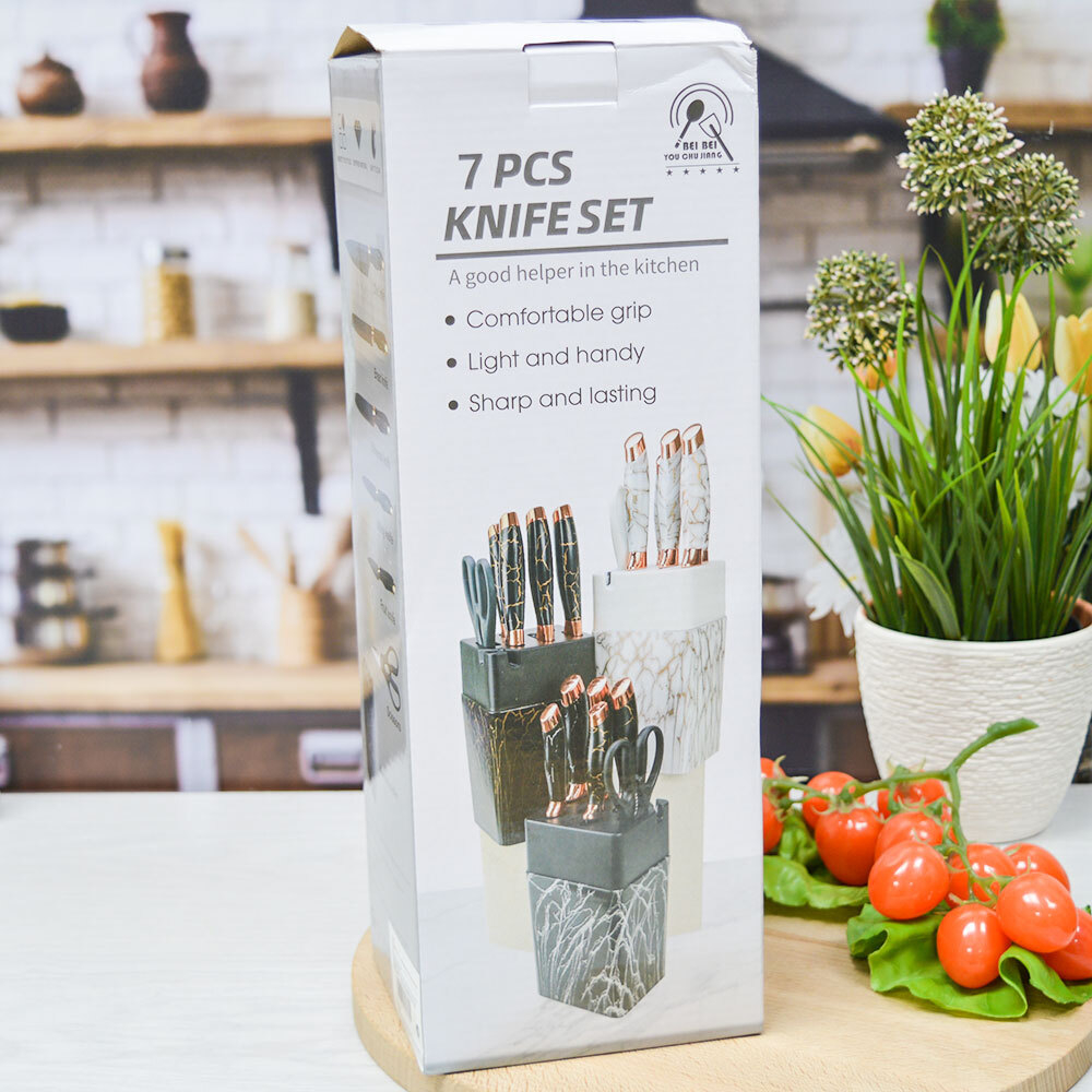 Набор ножей 6 предметов с ножницами на подставке, BZ-70JM