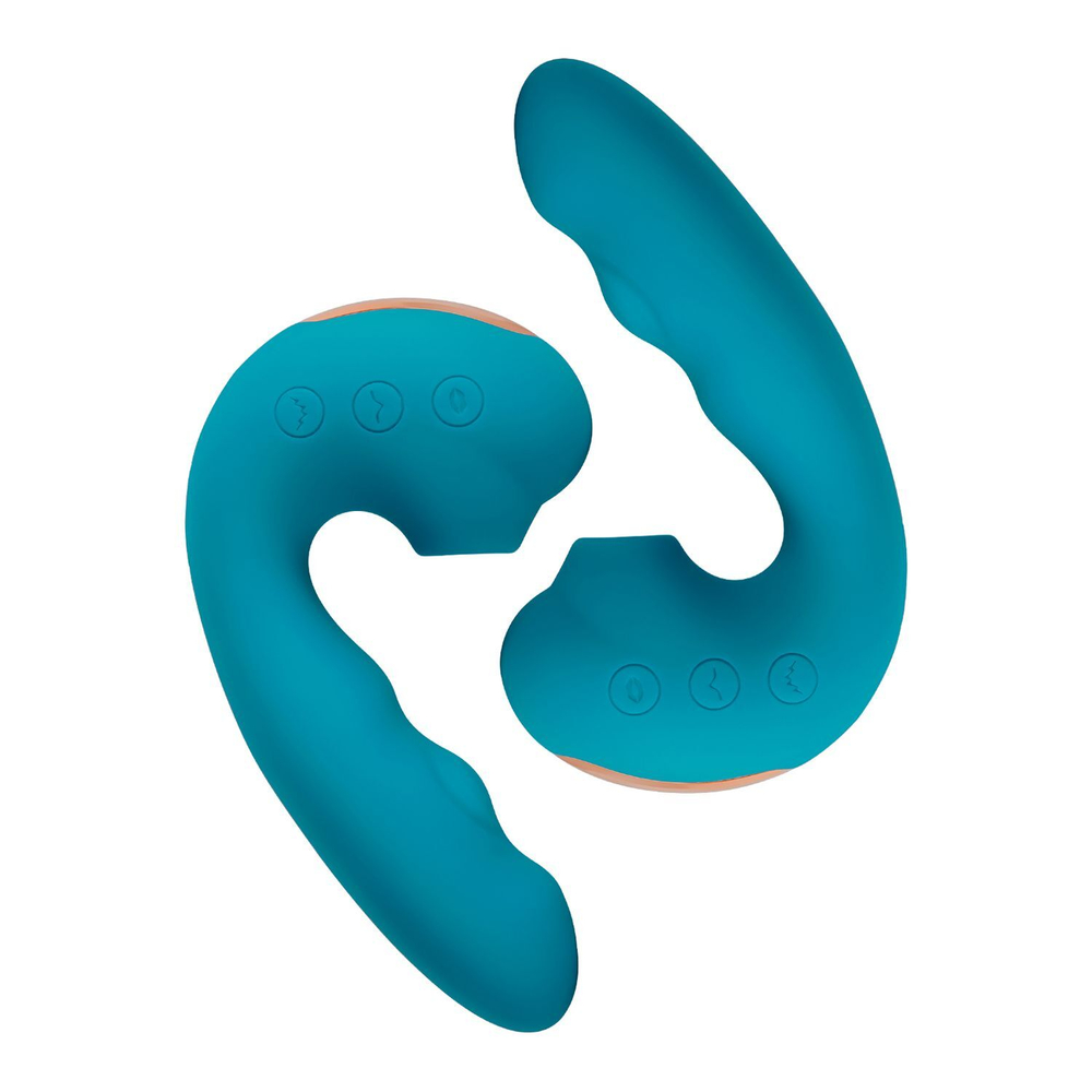 Голубой вибратор Tara с вакуумной стимуляцией и функцией постукивания