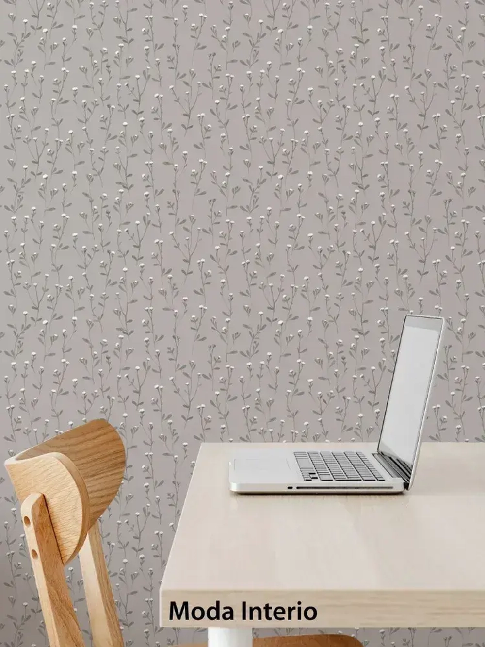 Обои винил на флизелине, веточка на серо-бежевом, метровые, для гостиной, Tenero (Moda interio, арт.32688-55)