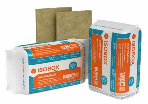 Базальтовая вата ISOBOX Экстралайт 50% компрессия, 33кг/м³ (1200x600x50, 12шт)