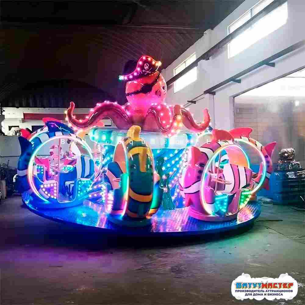 Аттракцион осьминог «Морские приключения» 9 кабинок, 18 мест 9,5×9,5×4,5 м