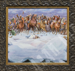 Гордеев Д. Д. (1964г.). Битва. Иллюстрация к книге "Александр Невский". Бумага, гуашь, темпера.