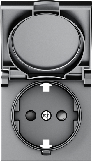 Накладка для розетки Schuko с заземлением,  с крышкой,  16A 250 В~,  матовый серый,  серия A07