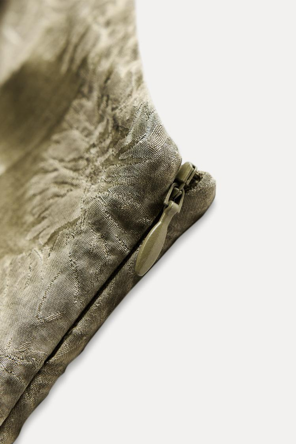 ZARA ЖАККАРДОВЫЙ ТОП ИЗ КОЛЛЕКЦИИ ZW СО СБОРКОЙ, ХАКИ