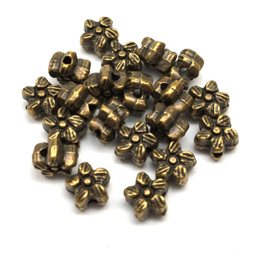 Бусины "Цветы" 6х4 мм (10 шт), под бронзу