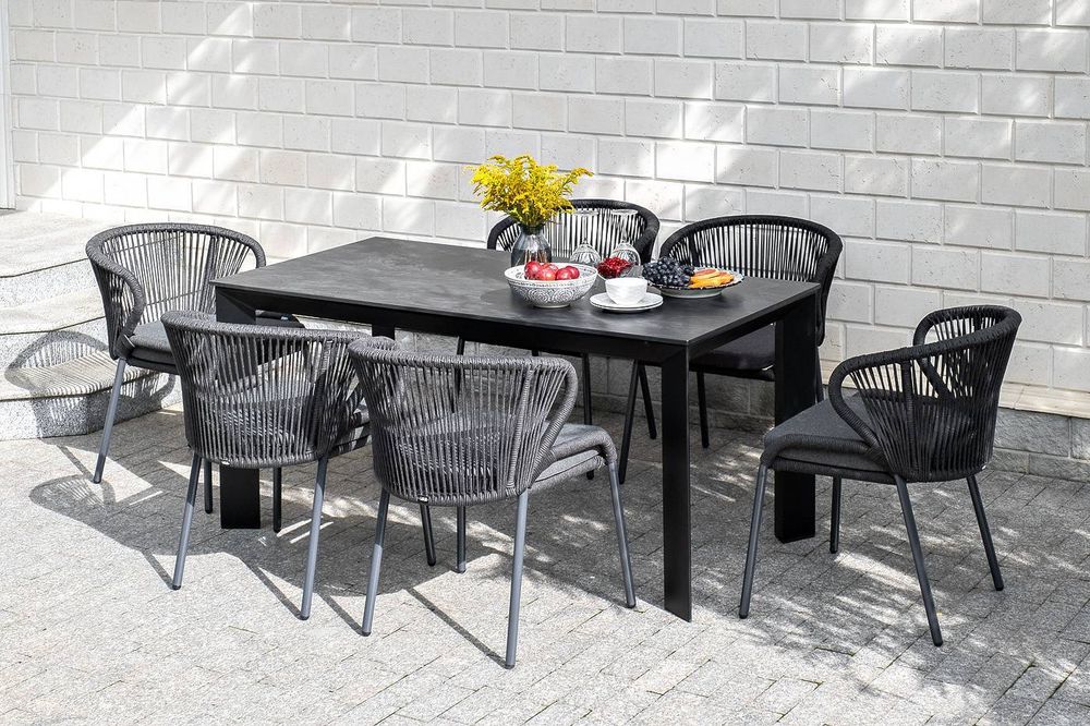 "Венето" обеденный стол из HPL 160х80см, цвет "серый гранит", каркас черный