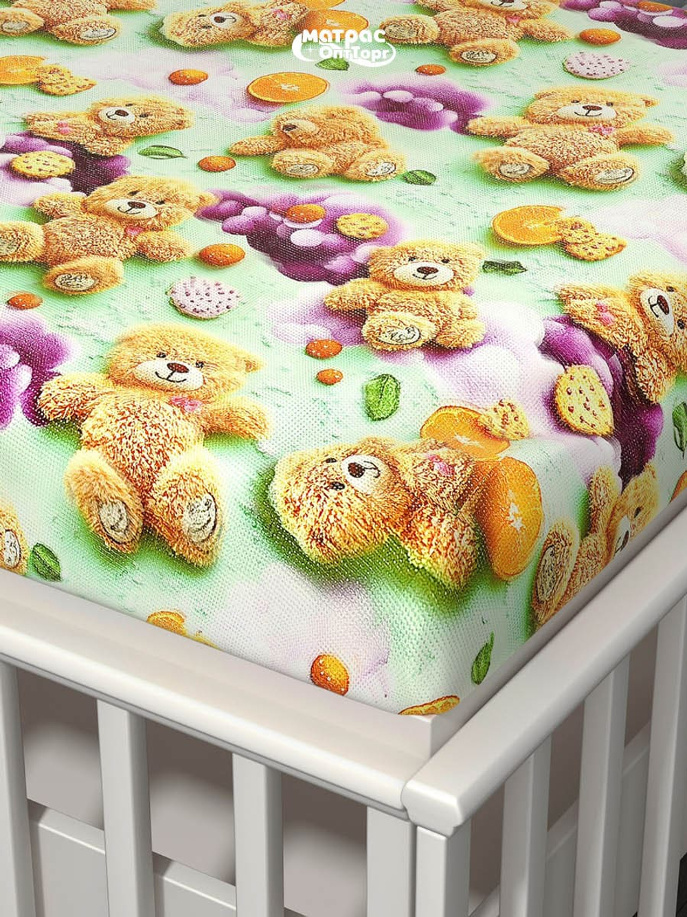 Наматрасник детский непромокаемый Мулетон с бортом м/ф (Мишки)