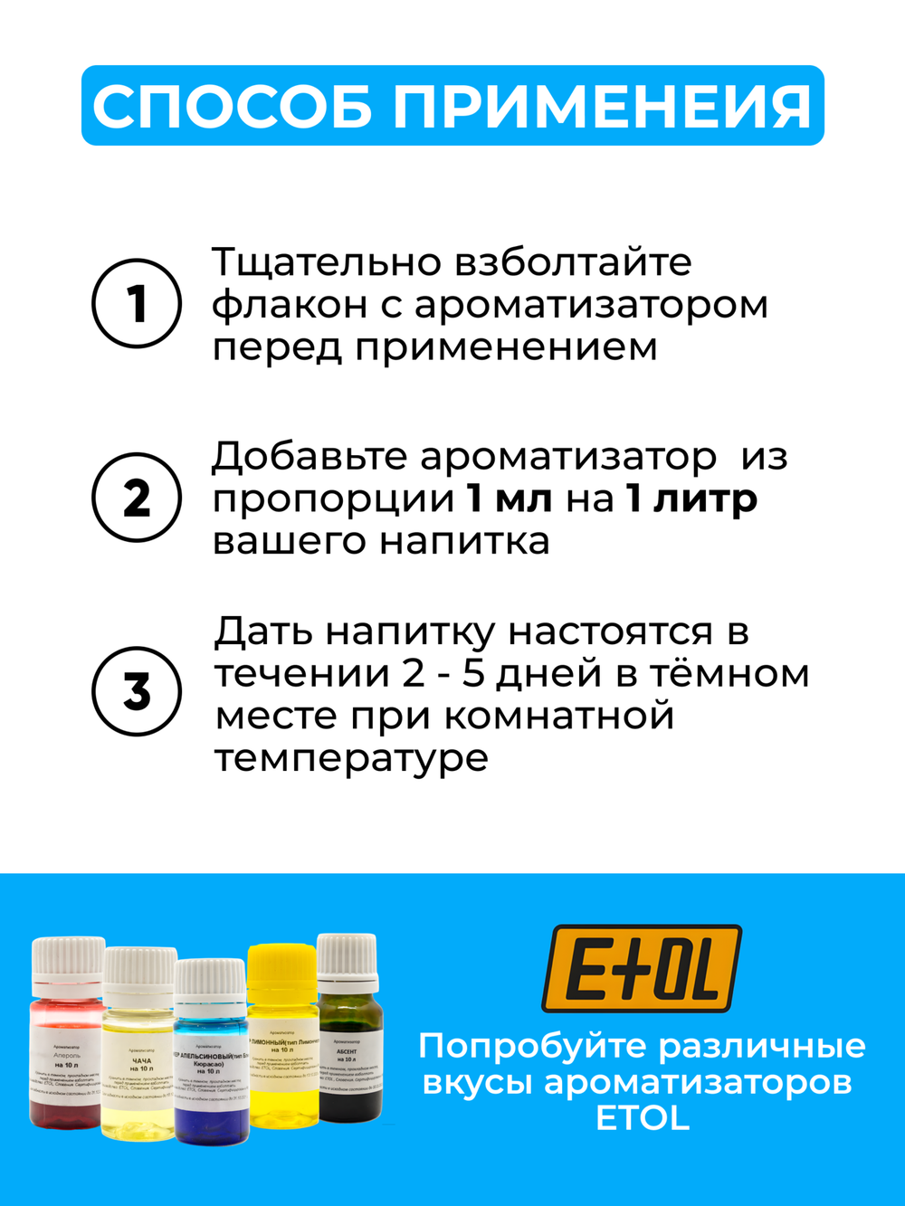 Ароматизатор пищевой "Ликер Блю-Кюрасао" на 10 л, 10 мл (вкусовой концентрат)
