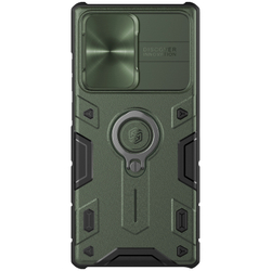 Темно зеленый чехол от Nillkin на Samsung Galaxy Note 20 Ultra с крышкой для защиты камеры, серия CamShield Armor Case (металлическая крышка камеры)
