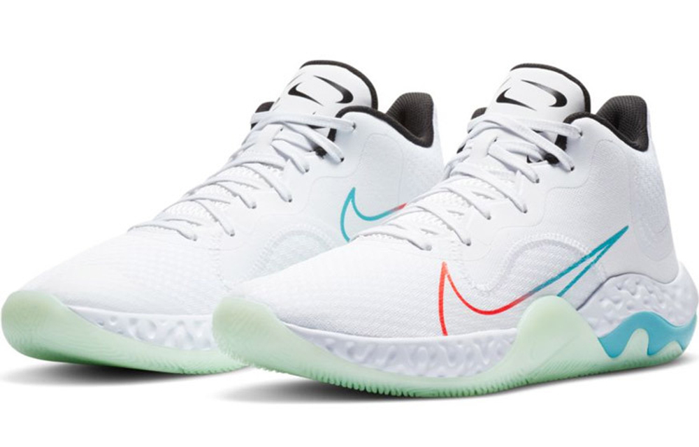 Nike Renew Elevate fashion all-match non-slip, wear-resistant, breathable, balanced, lightweight, low-top basketball shoes for men and women with the same style of white and green