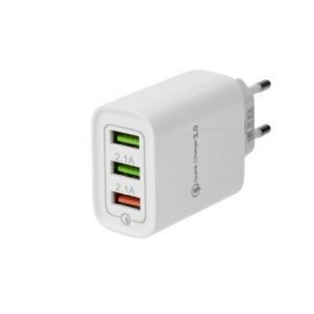 Сетевое зарядное устройство для iPhone/iPad REXANT 3 x USB, 5V, 3 А + 1 А + 1 А, белое