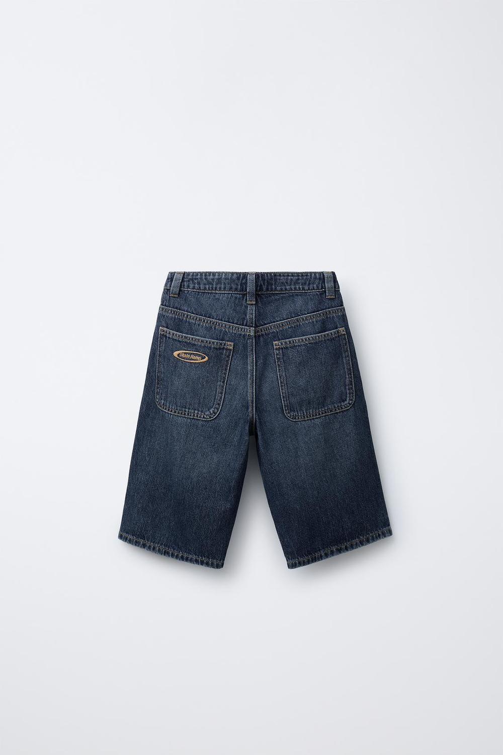 ZARA ДЖИНСОВЫЕ БЕРМУДЫ ШИРОКОГО КРОЯ, СИНИЙ